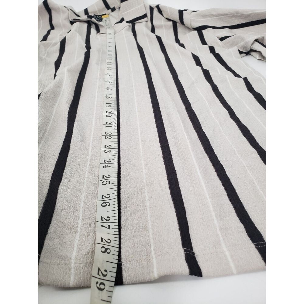 Boohoo Man Black White Striped Loose Fit Strip Crinkle Shirt Size L - Picture 8 of 9